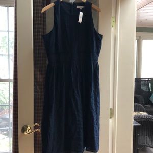Loft navy tea length dress NWT